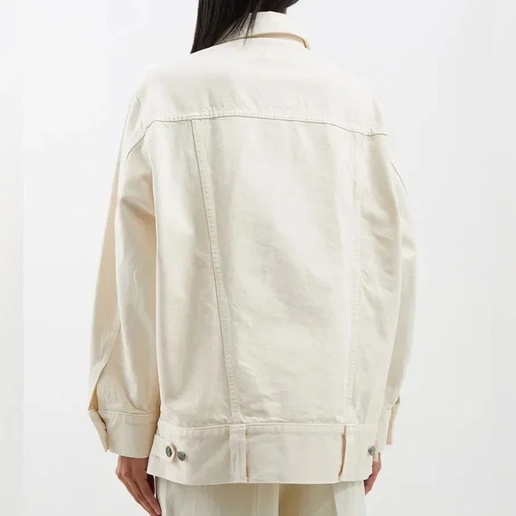 KHAITE Ivory Grizzo Oversized Denim Jacket, S - Picture 2 of 7